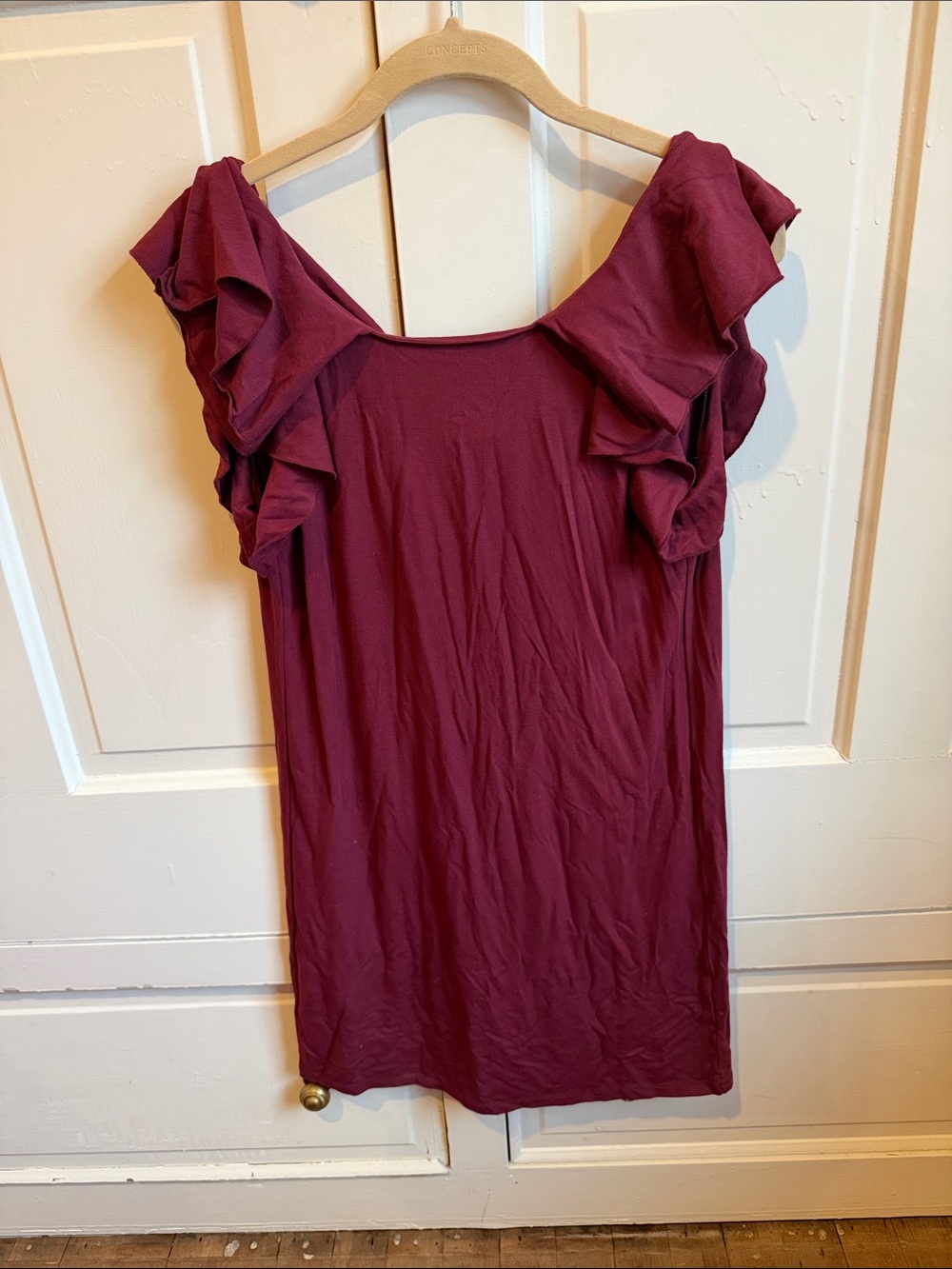 Juicy Couture Ruffle Sleeve Mini Dress - Wine